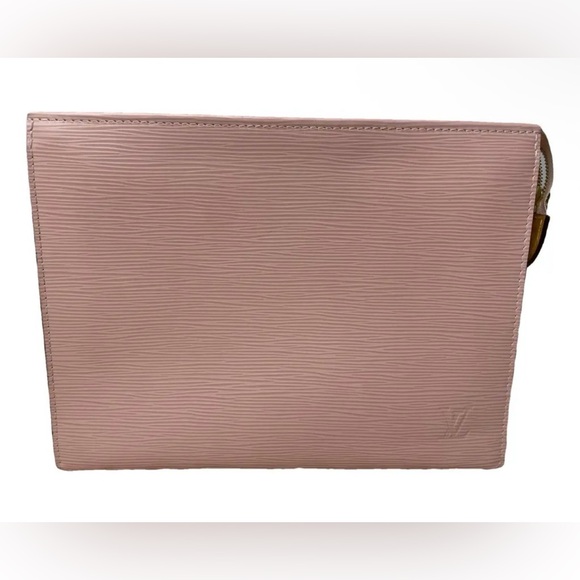 Louis Vuitton Pink Epi Leather Clutch / Toiletry Pouch